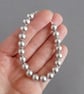 Simple Silver Pearl Bracelet - Light Grey Bride or Bridesmaids Jewellery Gifts - Image 3
