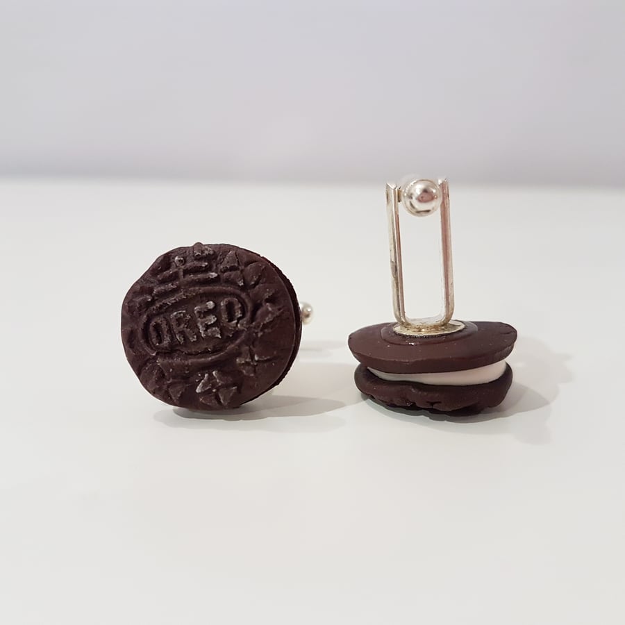 Retro Oreo biscuit cufflinks quirky, fun, unique, handmade, novel