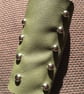 Sm Pair Military Green coloured soft leather bracers w 3 rows of nickel spots  - Image 1