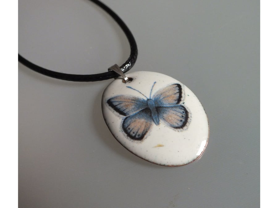 Enamelled butterfly pendant