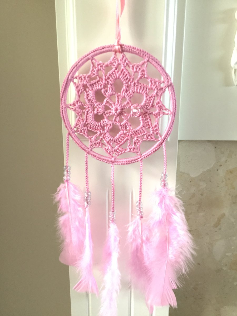Crochet Dream Catcher in Pink 