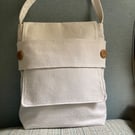 Chalky white linen crossbody bag. The "Calin"