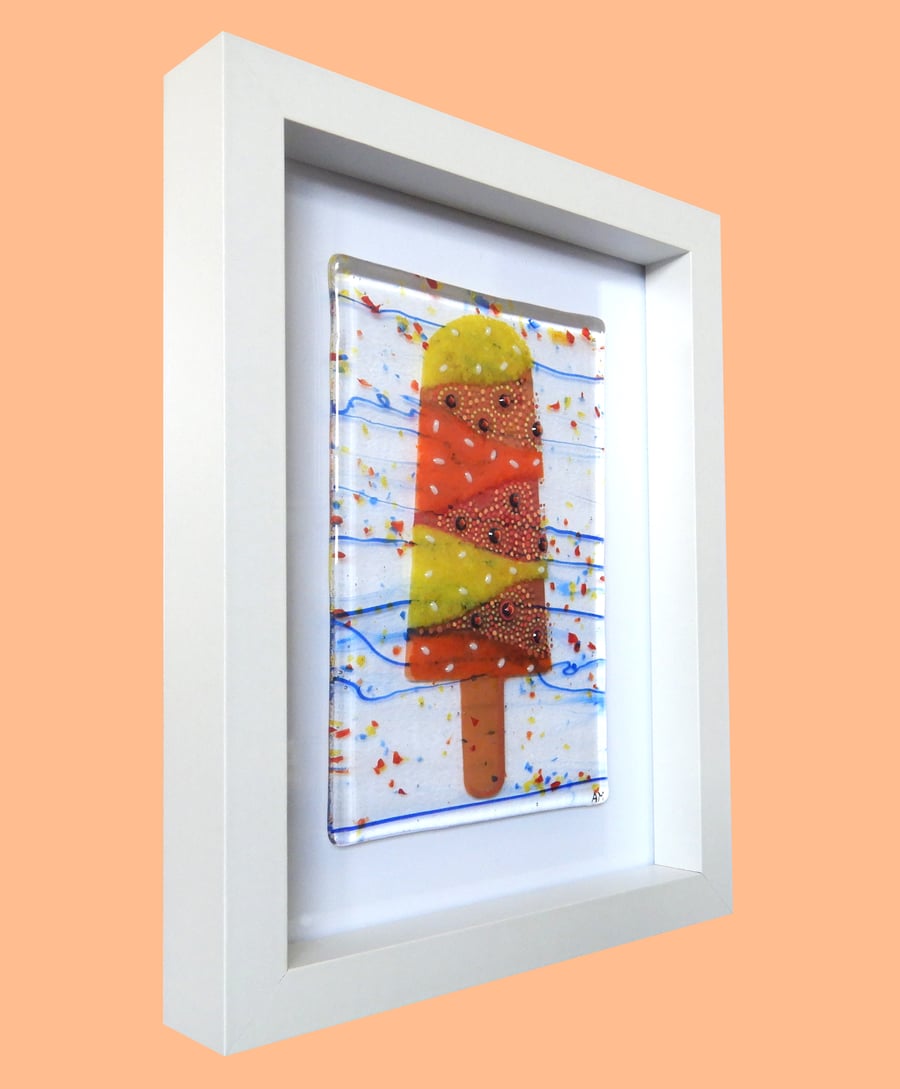 HANDMADE FUSED GLASS  'LOLLI-POP' PICTURE