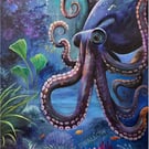 The Enchanted Deep – Original Octopus Mixed-Media Painting