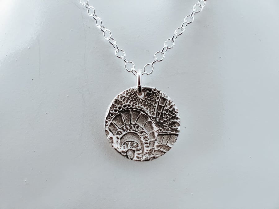 Handmade Fine Silver Pendant Necklace - Heritage Lace Design