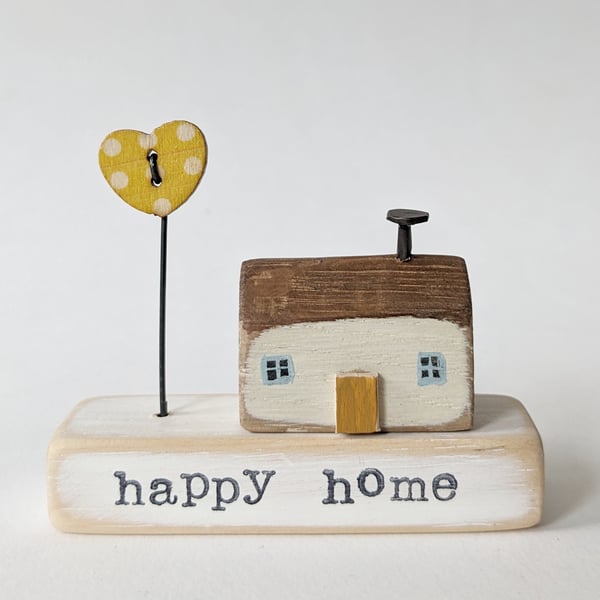 Little Wooden Handmade House and Base in a Bag - happy home 