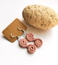 Macrame Spiral Earrings, Dusky pink sterling silver earrings  - Image 2