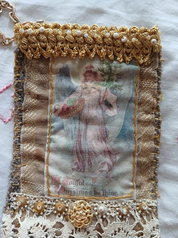 'A Joyful Christmas ' golden textile Christmas decoration - Christmas2024  