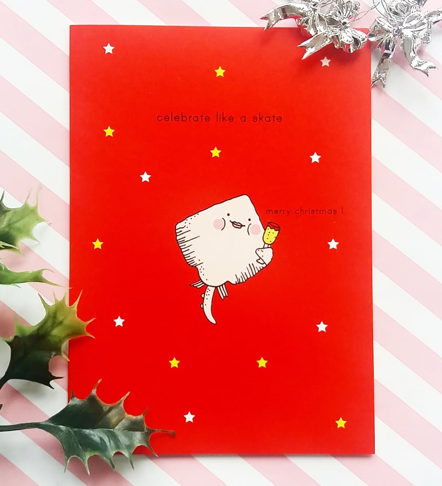 christmas card - celebrate like a skate 