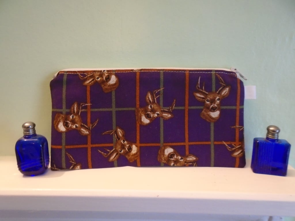 Stags Pencil Case or Small Make Up Bag.
