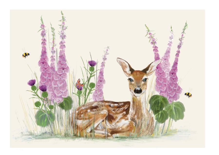 Art Print wildlife deer