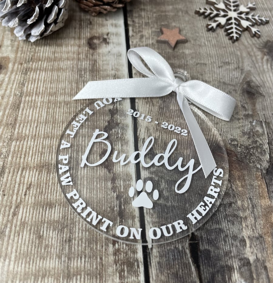 Personalised Pet Memorial Christmas Bauble