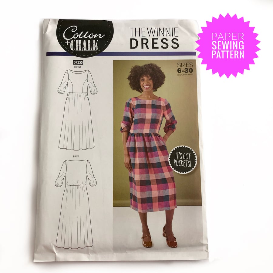 Paper Sewing Pattern, The Winnie Dress sewing pattern, New and Unopened