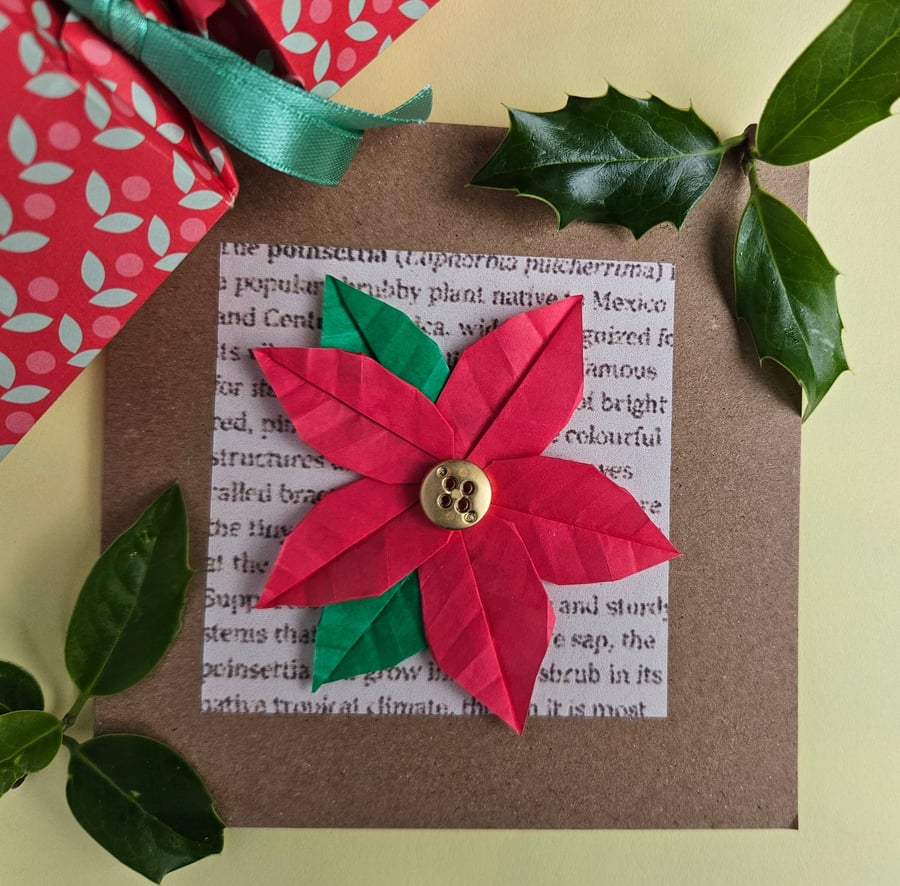 Poinsettia Origami Christmas Card
