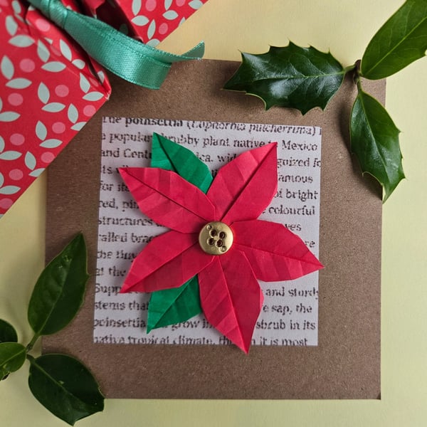 Poinsettia Origami Christmas Card