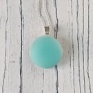 Seafoam frosted glass pendant with chain
