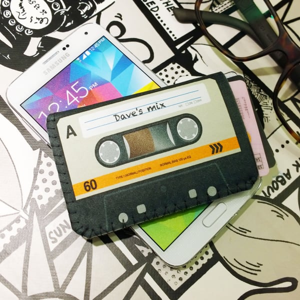 Orange Cassette Tape Credit Card Holder Business Card Holder Wallet