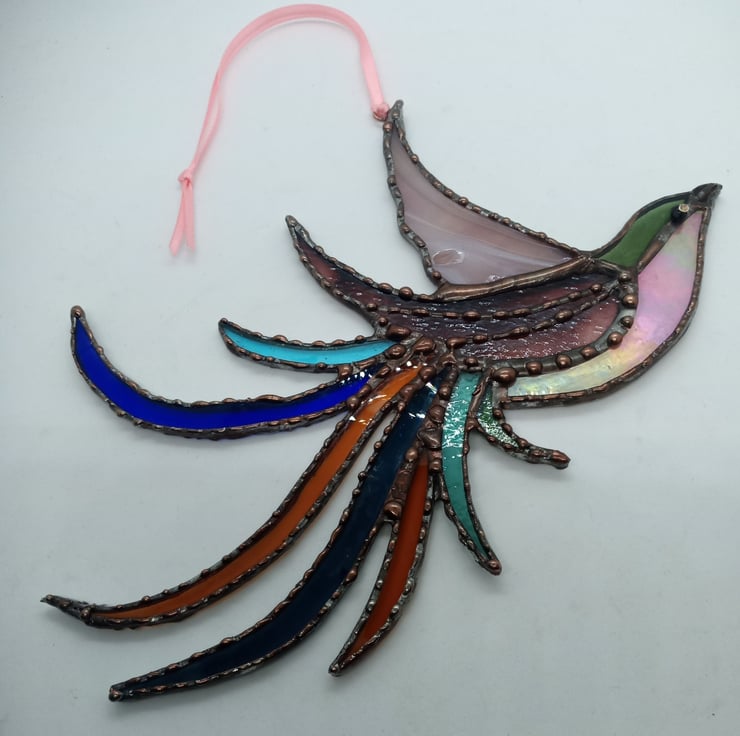 Stained Glass Bird of Paradise Suncatcher Hangi... - Folksy
