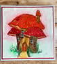 Fantasy Mushroom Village Watercolour Card, Blank For Any Occasion 