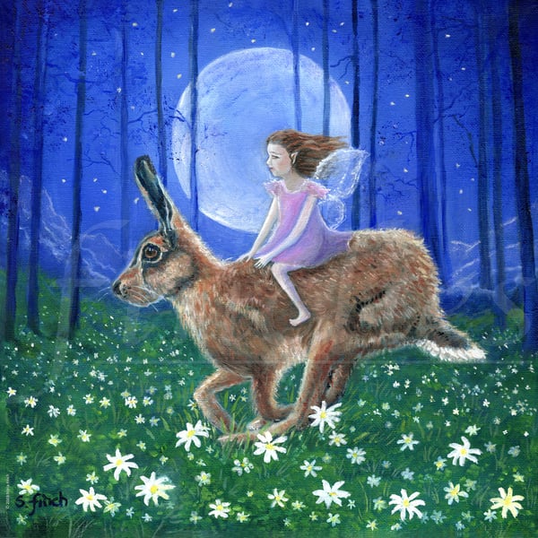 Spring Moon Hare Fairy - Limited Edition Giclée Print