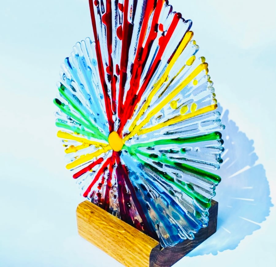 MADE TO ORDER -  Vibrant Fused glass ammonite sculpture- glass art