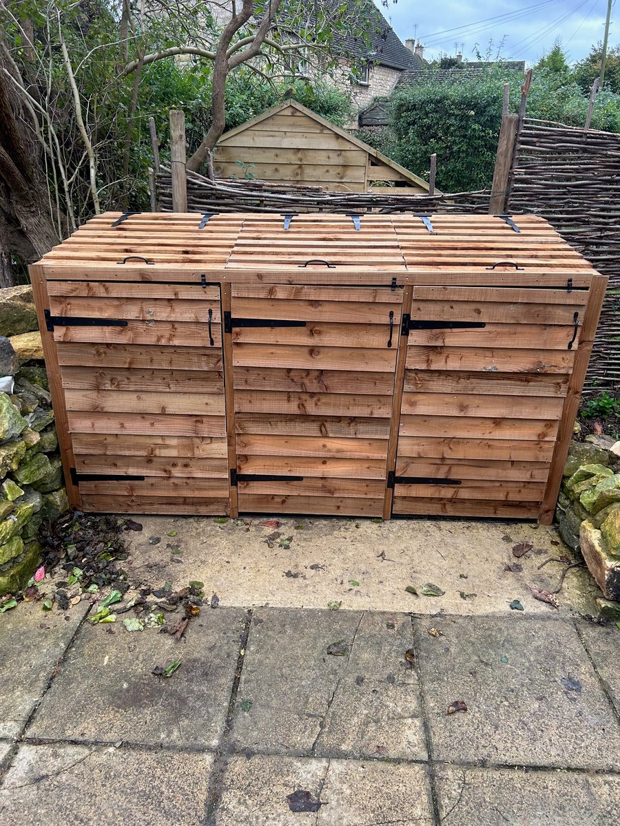 triple wheelie bin store