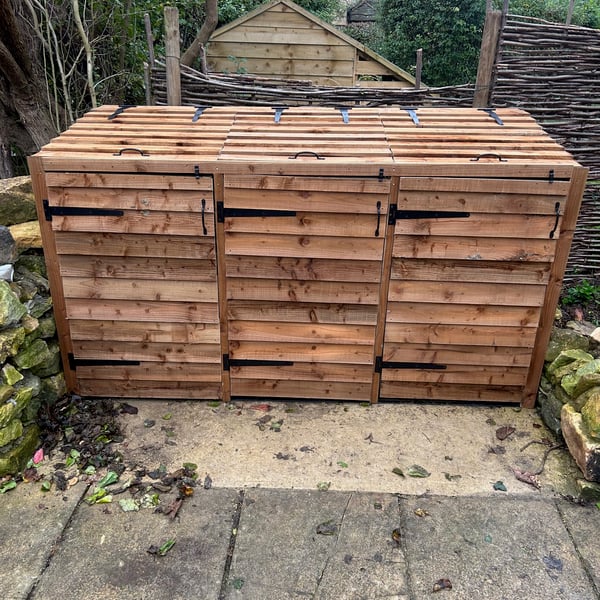 triple wheelie bin store