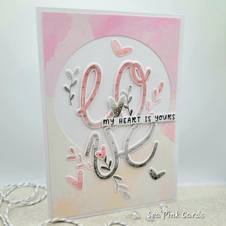 Love Themed Card - 3D Love Sentiment, blank inside, hearts, anniversary card