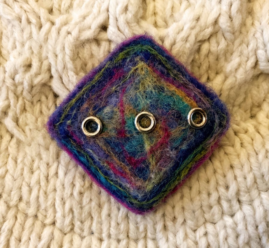 Diamond Shape Merino Wool Brooch.