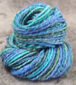 Handspun, DK Worsted yarn, 23g mini skein, merino wool & silk, Sea blue & greens