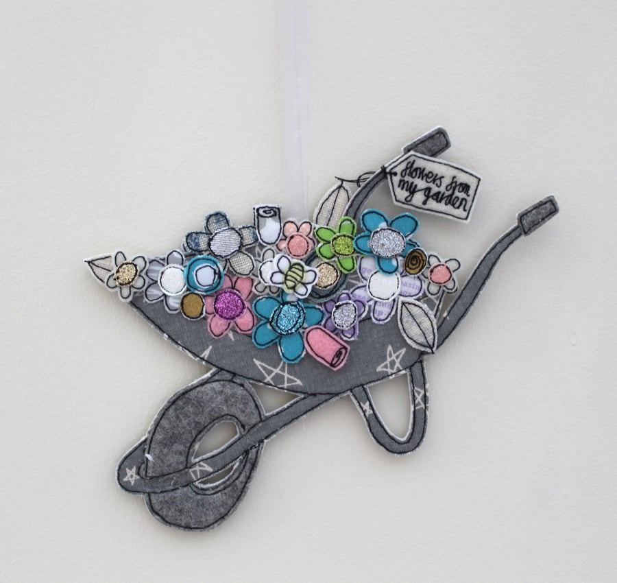 'Flowers from my Garden' Wheelbarrow - Hanging Decoration