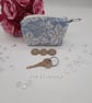 Blue and White foliage print coin purse with keyring. Sale  - Image 1