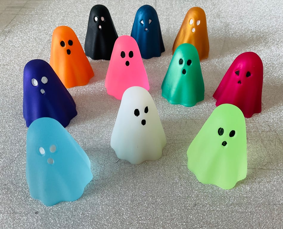Colourful Ghost resin statues, figurines, desk buddies, Halloween 
