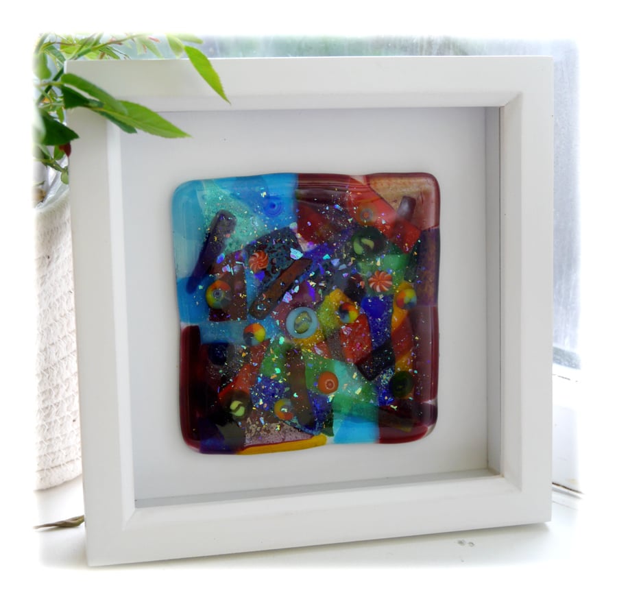 Fairground Fused Glass Picture Box Framed