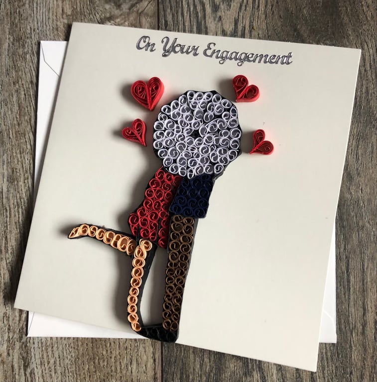 Handmade quilled Engagement card