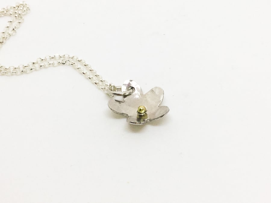 Handmade Recycled  Silver and Gold Daisy Necklace