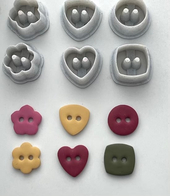 Button cutters x 6 for polymer clay 1.5cm approx