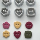 Button cutters x 6 for polymer clay 1.5cm approx