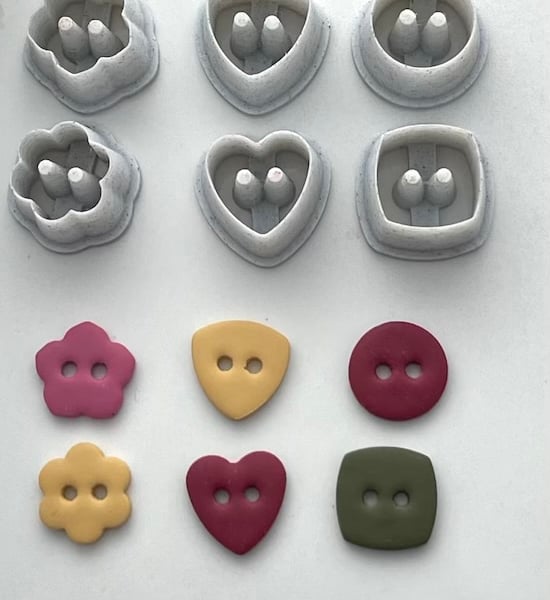 Button cutters x 6 for polymer clay 1.5cm approx