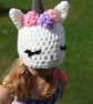 Unicorn novelty winter crochet hat, toddler, child, adult size - Image 2
