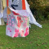 Peg bag. Shoulder, cross-body style  with strap and colourful cats design