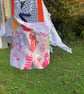 Peg bag. Shoulder, cross-body style  with strap and colourful cats design