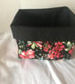Fabric Storage Box Black Floral Cotton Reusable Storage Caddy - Image 5