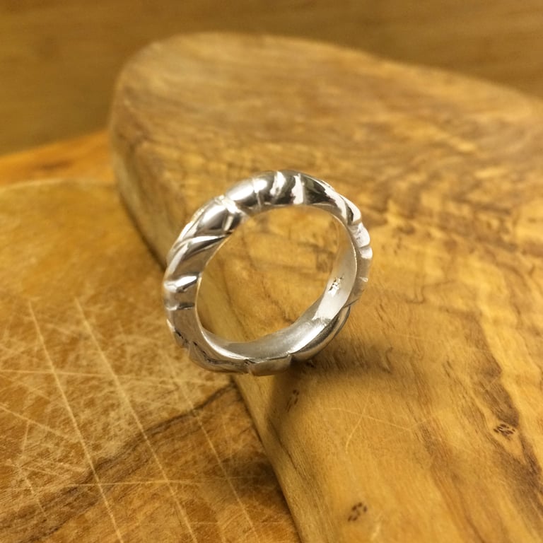 Chunky Abstract Silver Band Ring