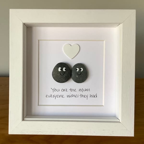 Mum pebble art, gift for Mother, Mothers Day gift, Love you Mum, framed pebbles