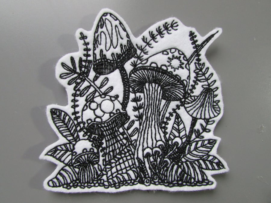 Toadstool Fungi Mushroom Embroidered Sew on Applique Patch