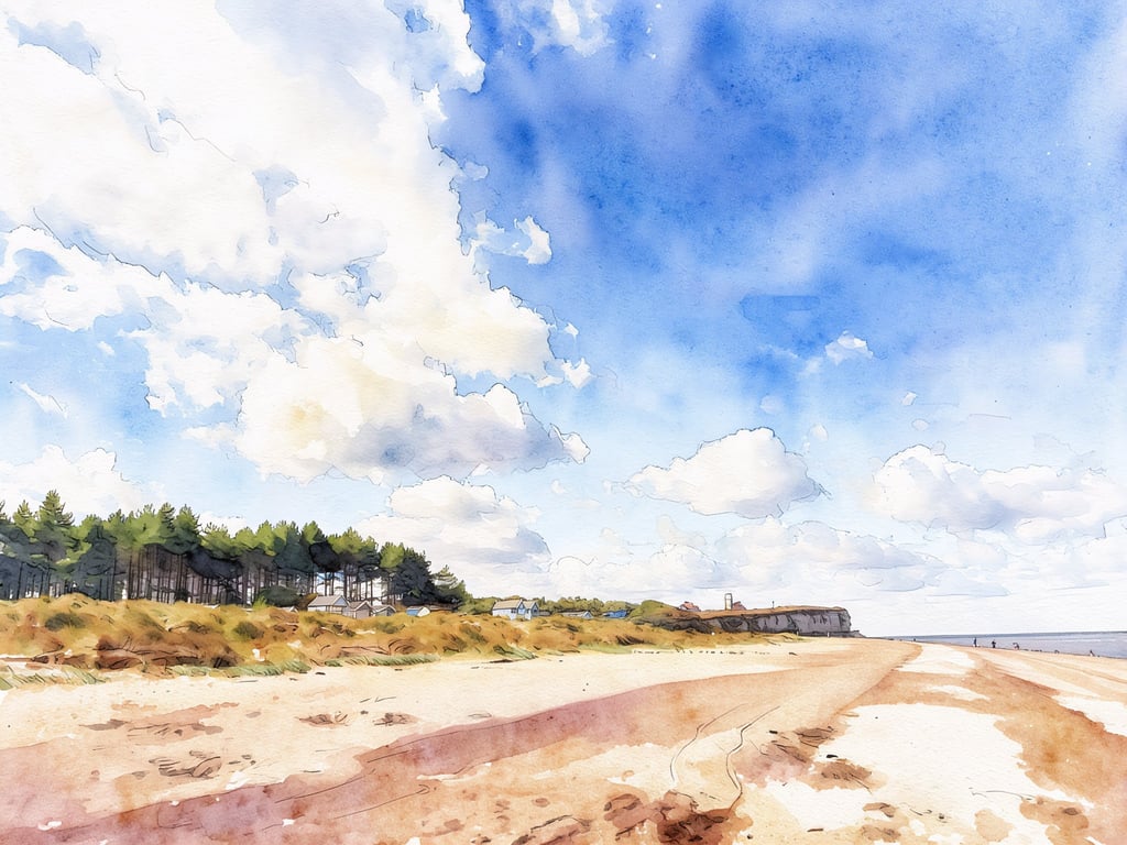 A4 Print Old Hunstanton Watercolour Beach & Cliffs 
