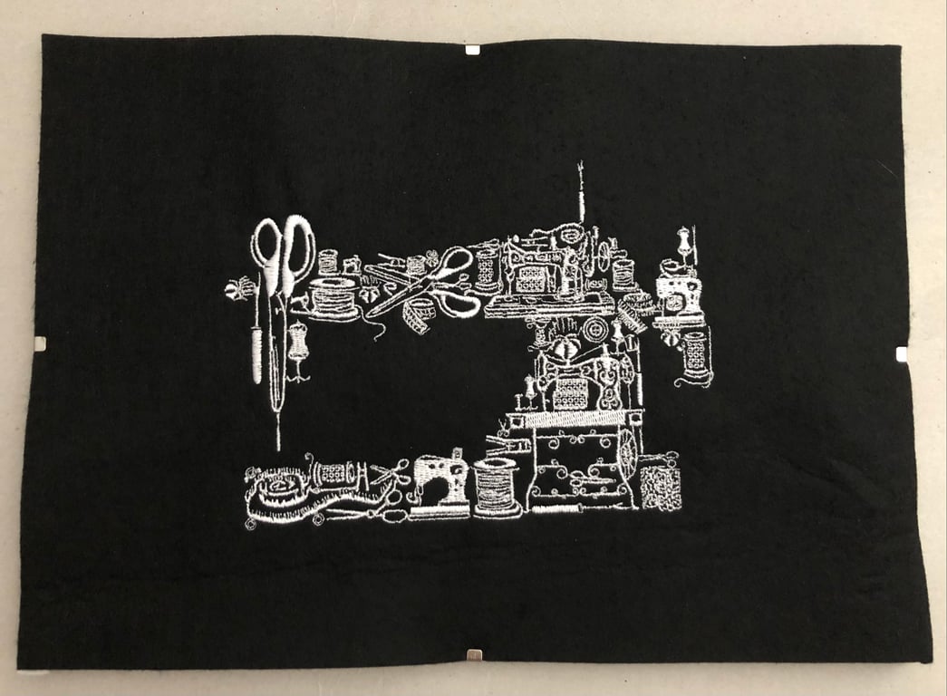 Framed Embroidered  Sewing Machine 