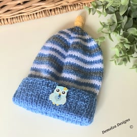 Baby Boys Owl Pixie Beanie Hat  6- 18 months size