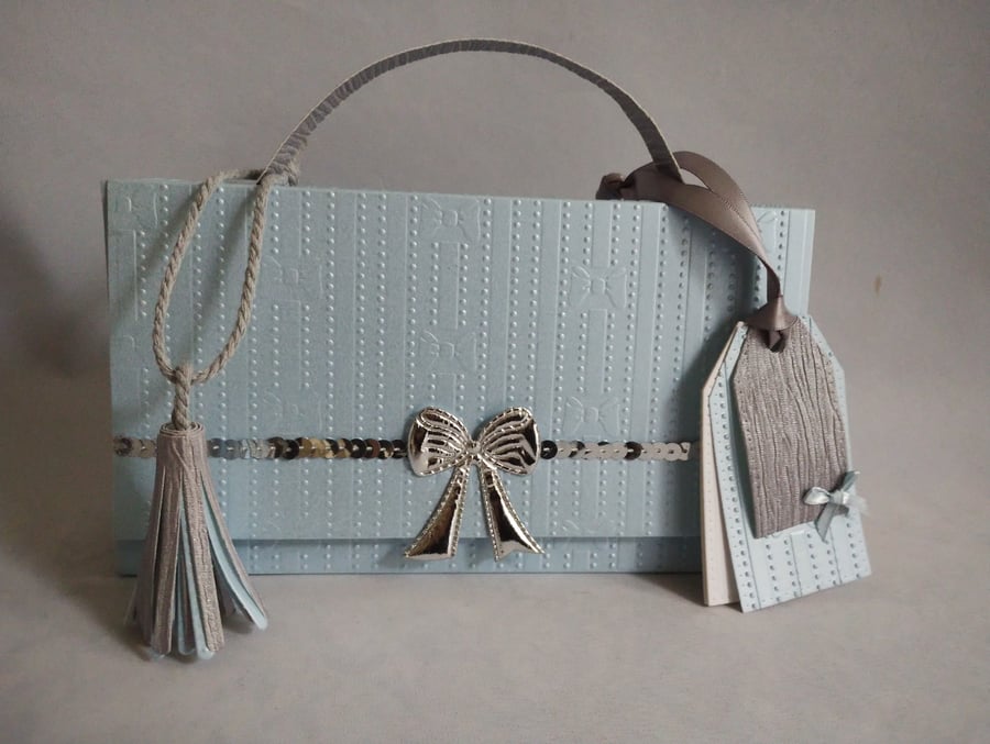 Baby Blue and Silver Handbag Style Gift Box 
